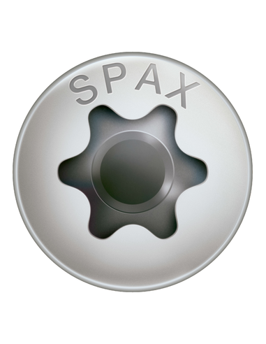 Spax Parafuso de madeira cabeça fresada de panela T-STAR TORX T15 3,5 x 20 rosca total Aço inoxidável A2