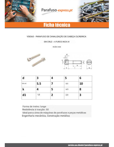 Parafuso de metais cabeça cilíndrica perfurada em cruz 4 orifícios Aço inoxidável A1 5X10