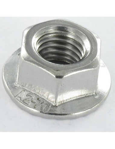 Porca sextavada Aço inoxidável A2 flange com gola serrilhada M6 lubrificante