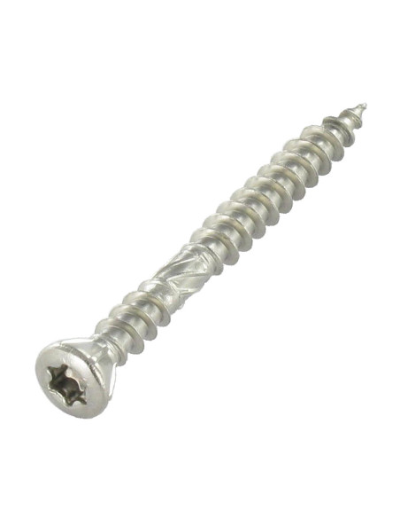 Parafuso de terraço pico cut TEKOR rosca dupla cabeça fresada TORX T25 5X60 Aço inoxidável A2