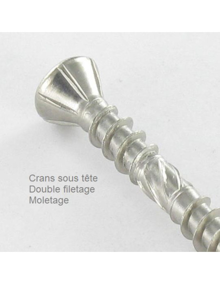 Parafuso de terraço pico cut TEKOR rosca dupla cabeça fresada TORX T25 5X60 Aço inoxidável A2