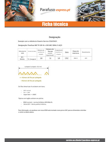 Corpo de parafuso cabeça hexagonal 3/8X 2 1/2" rosca parcial UNC ou equivalente BSW passo inglês Aço inoxidável A2