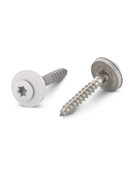 Parafuso para telhas cabeça fresada de panela TORX T20 Aço inoxidável A2 RAL9010 branco puro 4,5X120RD.EPDM