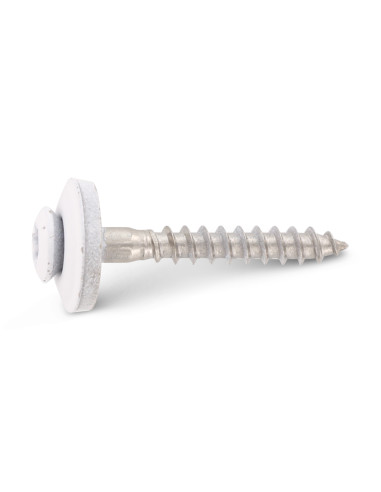 Parafuso para telhas cabeça fresada de panela TORX T20 Aço inoxidável A2 RAL9010 branco puro 4,5X120RD.EPDM