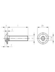 Parafuso de metais cabeça panela flange com gola TORX T40 M8X40 rosca total Aço inoxidável A2 2