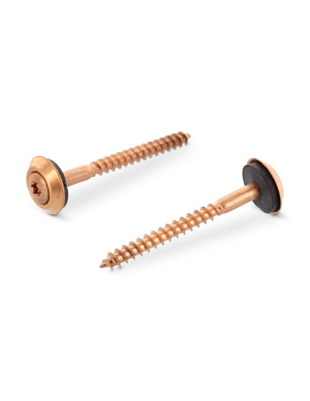 Parafuso para telhas cabeça fresada de panela TORX T20 Aço inoxidável A2 cobre 4,5X50 Arruela estanque com junta de