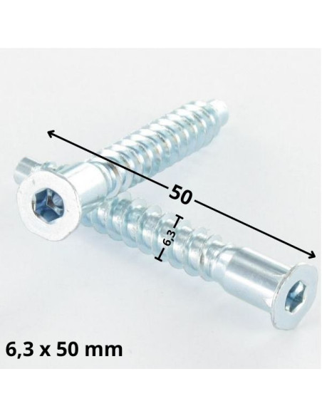 Parafuso autorroscante confirmat cabeça fresada hexagonal oco 6,3X50 rede de chapa SS dentado Aço zinco branco