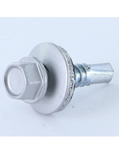 Autoperfurante cabeça hexagonal 5,5 x 25 Arruela estanque com junta de neopreno epdm Aço zinco branco RAL9006