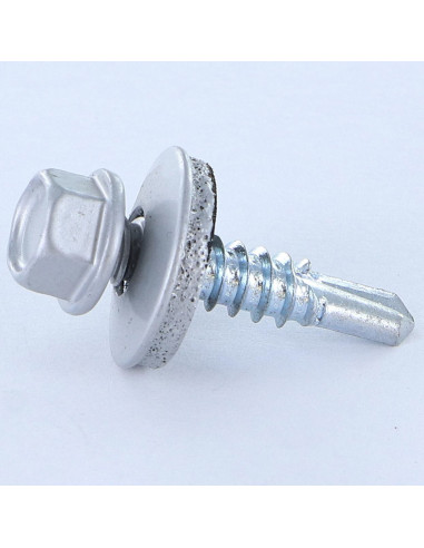 Autoperfurante cabeça hexagonal 5,5 x 25 Arruela estanque com junta de neopreno epdm Aço zinco branco RAL9006