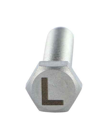 Parafuso de metais cabeça hexagonal 8X35 Aço inoxidável A4 com gravação de letras "L"