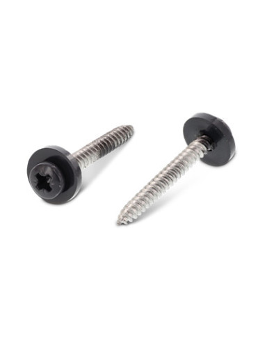 Parafuso de chapa cabeça cilíndrica Pozi PZ6 + Rondela Nylon 3,9 x 25 Aço inoxidável A2 RAL7016 cinzento antracite