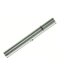 Perno roscado M8 comprimento 1 metro Classe 4.8 Aço zinco branco 2
