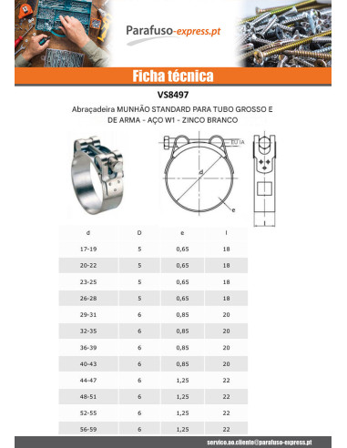 Abraçadeira para tubo grosso e reforçado Aço zinco W1 diâmetro 26 con 28