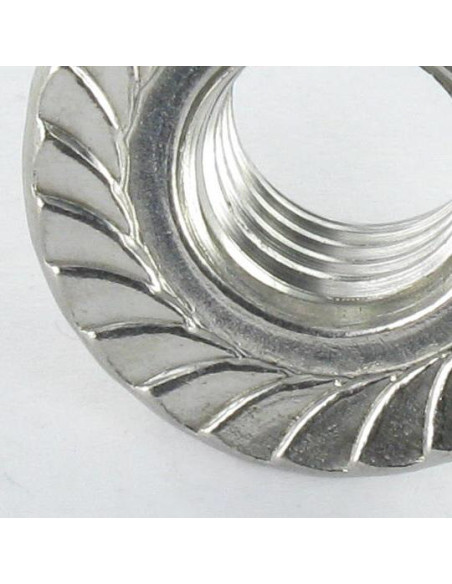 Porca sextavada Aço inoxidável A2 flange com gola serrilhada M8 + GLEITMO