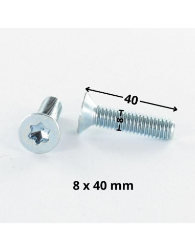 Parafuso de metais cabeça fresada TORX T40 M8X40 classe 10.9 Aço zinco branco