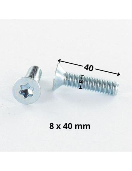 Parafuso de metais cabeça fresada TORX T40 M8X40 classe 10.9 Aço zinco branco