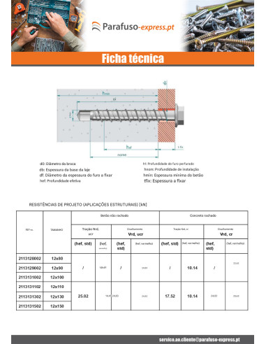 Parafuso de betão cabeça hexagonal flange com gola T18 12X90 Aço zinco branco
