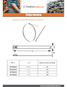 Abraçadeira extra plano 7,9 x 520 Aço inoxidável A2 2