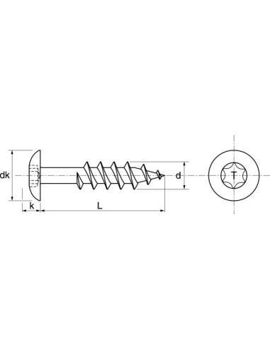 Parafusos rosca com cabeça de tremoço TORX T20 5,5 x 55 diâmetro da cabeça 12.3 Aço inoxidável A2