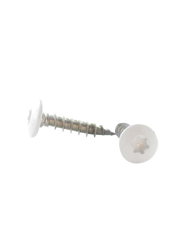 PARAFUSO dobradiça 7X45 roscado sobre 38 TORX T30 Aço inoxidável A2 lacado a branco RAL9010 branco puro