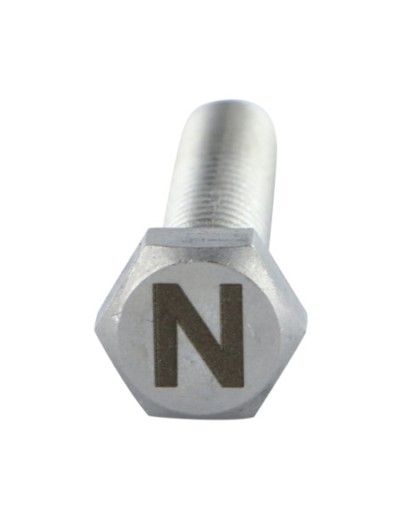 Parafuso de metais cabeça hexagonal 8X35 Aço inoxidável A4 com gravação de letras "N"