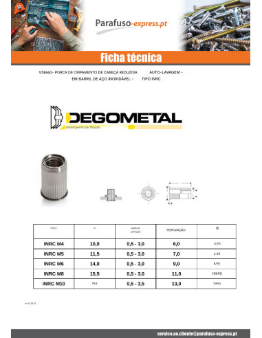 Porca CEGO Aço inoxidável M8X15,5 INRC - Parafuso Express