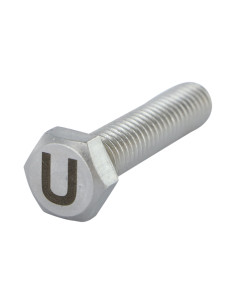 Parafuso de metais cabeça hexagonal 8X35 Aço inoxidável A4 com gravação de letras "U"