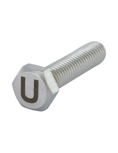 Parafuso de metais cabeça hexagonal 8X35 Aço inoxidável A4 com gravação de letras "U"