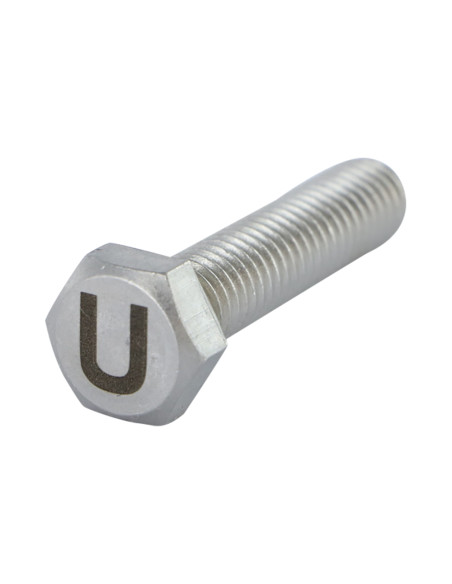 Parafuso de metais cabeça hexagonal 8X35 Aço inoxidável A4 com gravação de letras "U"