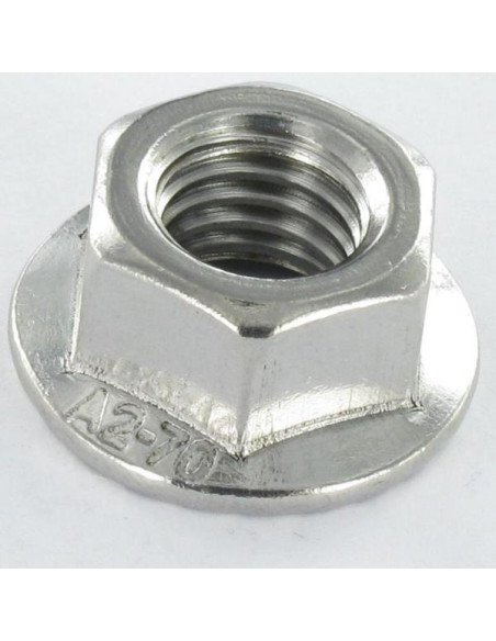 Porca sextavada Aço inoxidável A2 flange com gola serrilhada M3