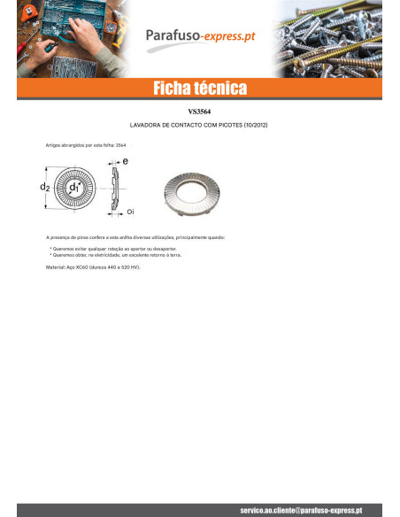 Arruelas de contacto con NICOTAS M12 Aço zinco branco