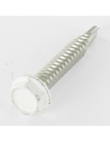Autoperfurante cabeça hexagonal 6,3X40 Aço inoxidável A2 RAL9010 branco puro