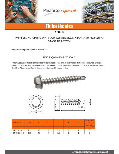 Autoperfurante Bimetal cabeça hexagonal flange com gola broca CURTO 4,8X35