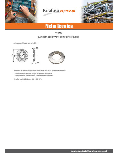 Arruelas de contacto con NICOTAS M10 Aço zinco branco