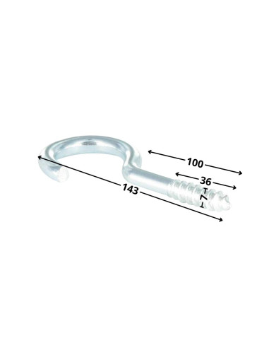 Gancho MADEIRA/ARMÁRIO 7X100 roscado sobre 36 LT143 Aço inoxidável A2