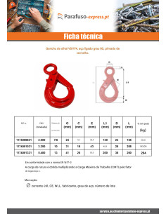 Gancho de olhal com travamento de segurança grau 80 10MM aço vermelho 2