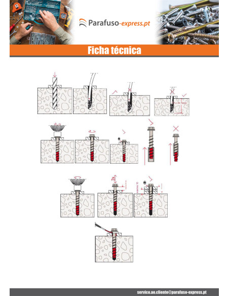 Parafuso de betão cabeça fresada FISCHER ULTRACUT FBS II SK 10X120 Aço inoxidável A4