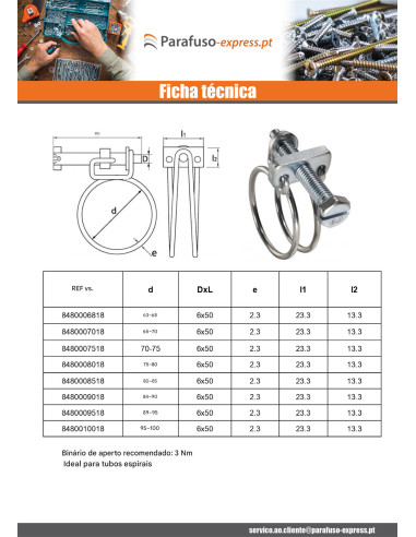 Abraçadeira de duplo fio diâmetro 35 con 40 Aço inoxidável W4