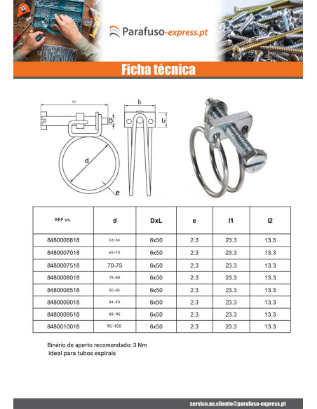 Abraçadeira de duplo fio diâmetro 35 con 40 Aço inoxidável W4