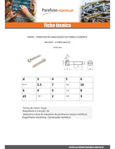 Parafuso de metais cabeça cilíndrica perfurada em cruz 4 orifícios Aço inoxidável A1 5X8 2