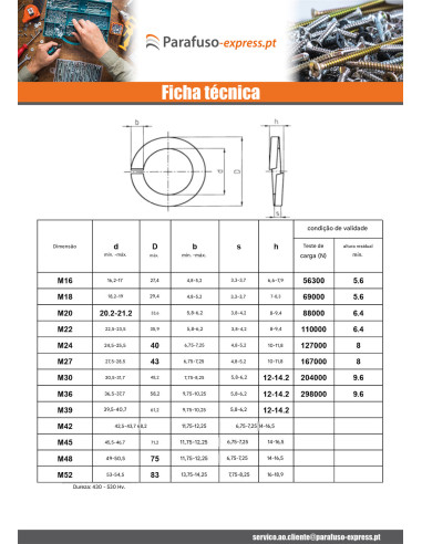 Rondela Arruela Aço inoxidável A1 14,2 x 24,1 x 3 para Parafuso M14