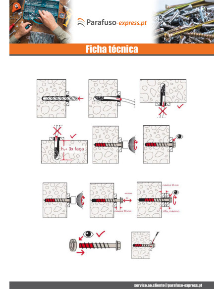 Parafuso de betão cabeça hexagonal FISCHER ULTRACUT FBS II NÓS 12X160 Aço inoxidável A4