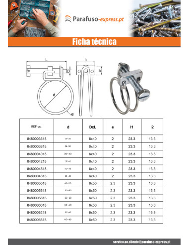 Abraçadeira de duplo fio diâmetro 89 con 95 Aço inoxidável W4