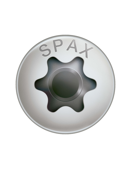 Spax Parafuso de madeira cabeça fresada de panela T-STAR TORX T15 3,5 x 30 rosca total Aço inoxidável A2