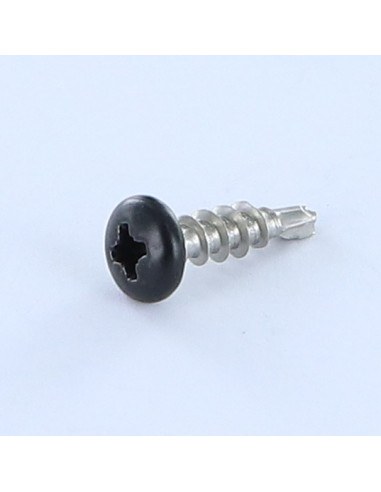 Autoperfurante cabeça cilíndrica Pozi FIO AGLO 5X18 Aço inoxidável A2 RAL9005 preto escuro