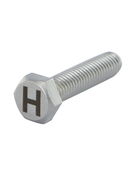 Parafuso de metais cabeça hexagonal 8X35 Aço inoxidável A4 com gravação de letras "H"
