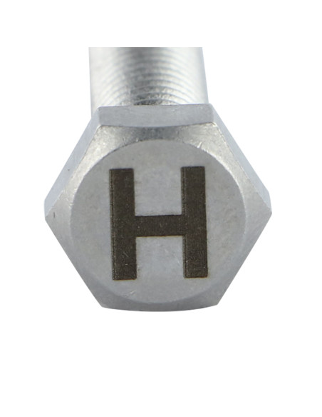 Parafuso de metais cabeça hexagonal 8X35 Aço inoxidável A4 com gravação de letras "H"