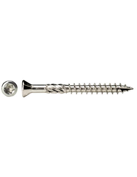Balde de 1000 Parafuso de terraço pico cut 5X60 Aço inoxidável A2 cabeça fresada TORX T25 cut ponto antifenda tipo