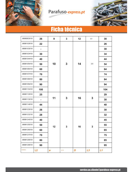 Cavilha cabeça plana 10X64 perfurada 3 Aço inoxidável A4