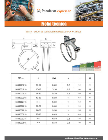 Abraçadeira de duplo fio diâmetro 89 con 95 Aço zinco W1